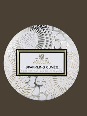 NEW VOLUSPA Sparkling Cuvee 4 oz One Wick Scented Coconut Wax Candle Tin